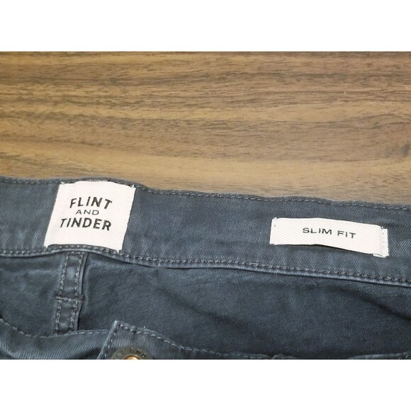 Flint & Tinder Pants Men 34x32 Slim Fit Gray 5-Pocket Straight Stretch (34x30.5) - Picture 5 of 7